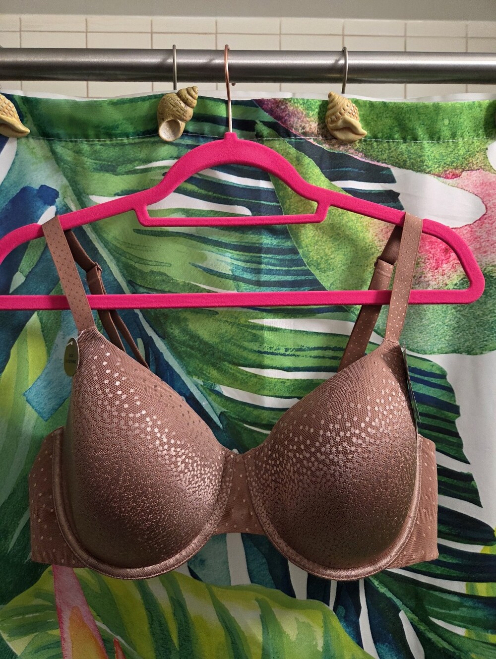 Wacoal Taupe Padded Underwire Bra with Subtle Dot Texture